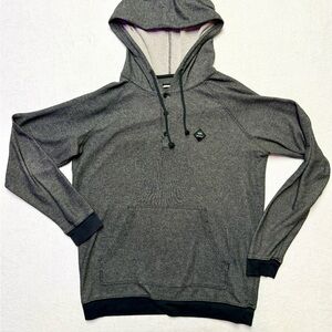 RVCA Men's Gray Black Pullover Hoodie with Kangaroo Pocket